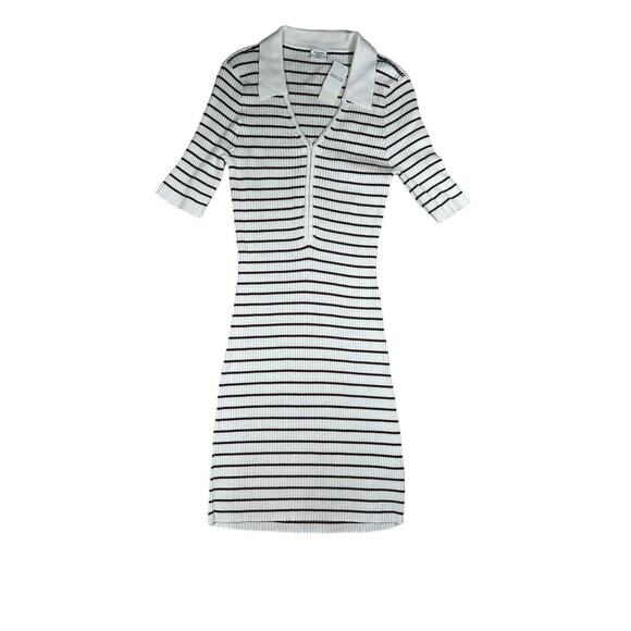 Abercrombie and Fitch Half Zip Striped Sweater Polo Dress Womens XL Tall NWT - Picture 1 of 10